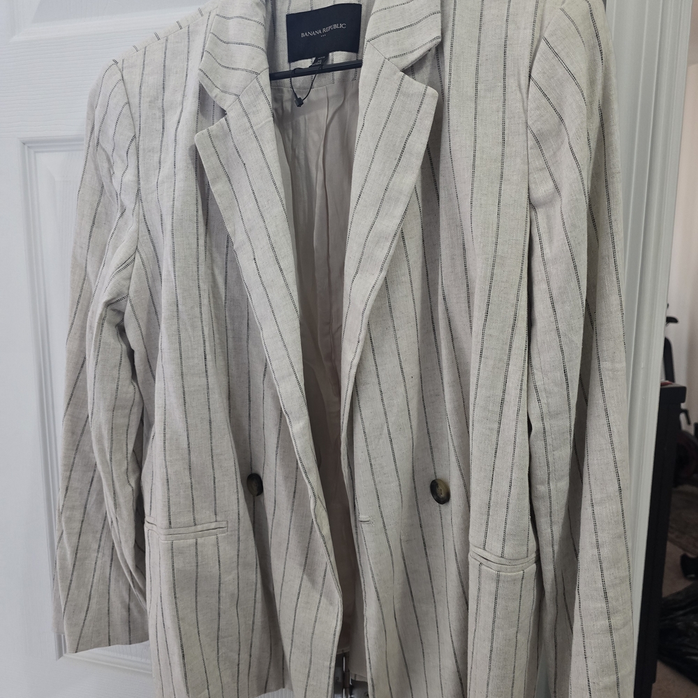 Banana Republic Women's Striped Blazer - Cream